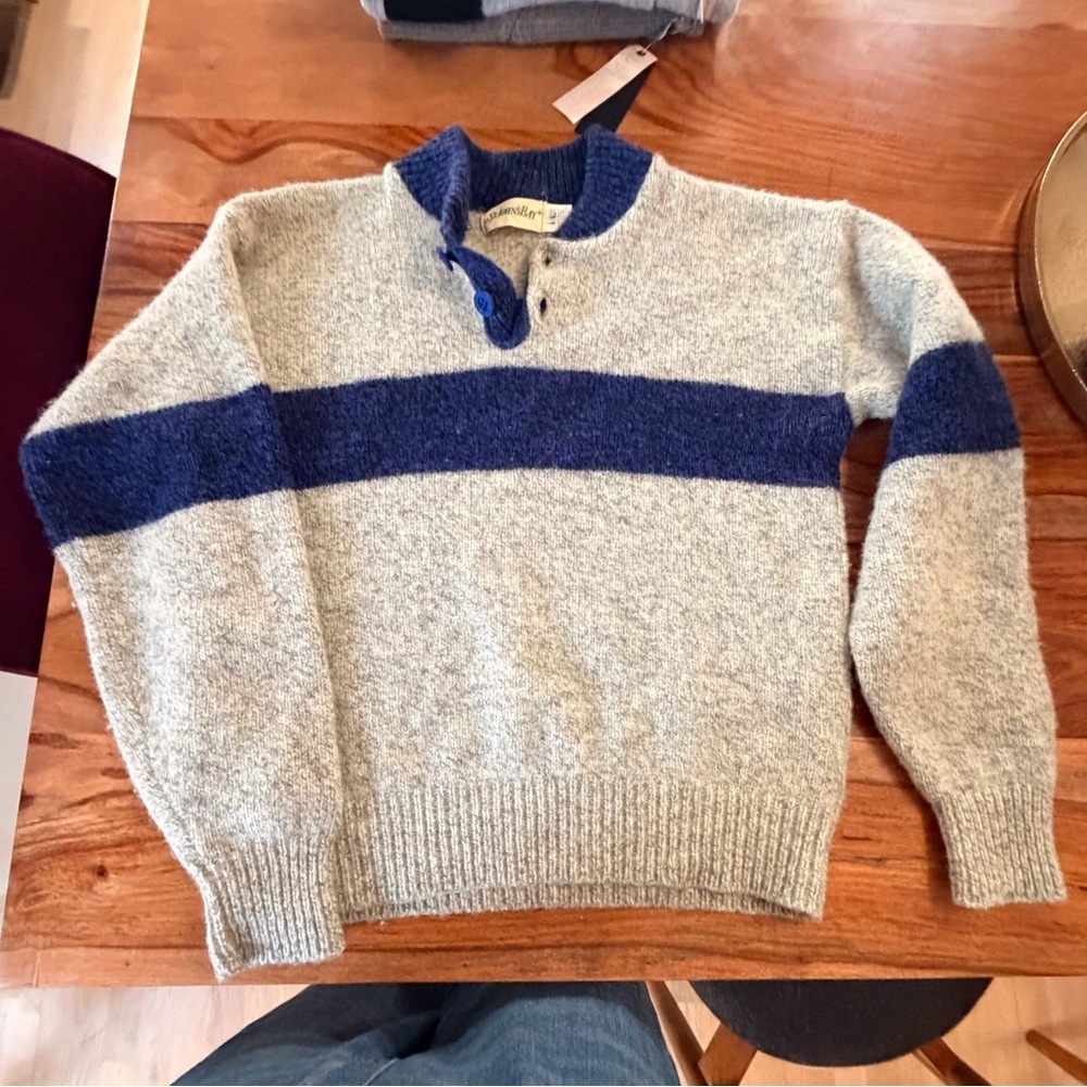 St. John's Bay Wool Gray and Blue Crewneck Sweater vintage